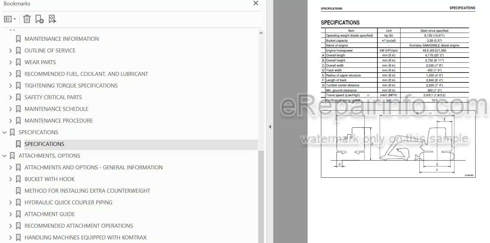 Photo 3 - Komatsu PC88MR-8 Operation And Maintenance Manual Hydraulic Excavator PEN00288-00