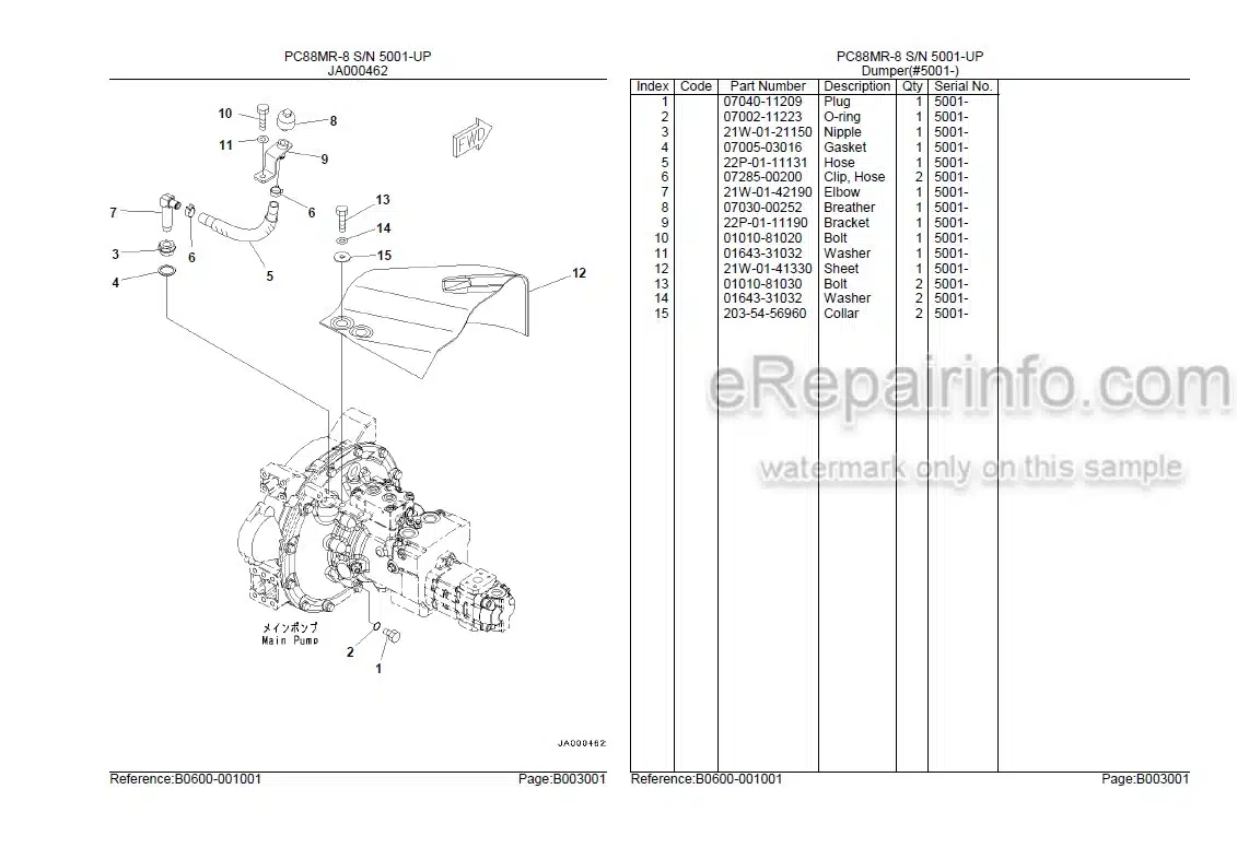 Photo 3 - Komatsu PC88MR-8 Parts Book Crawler Excavator 0000134C