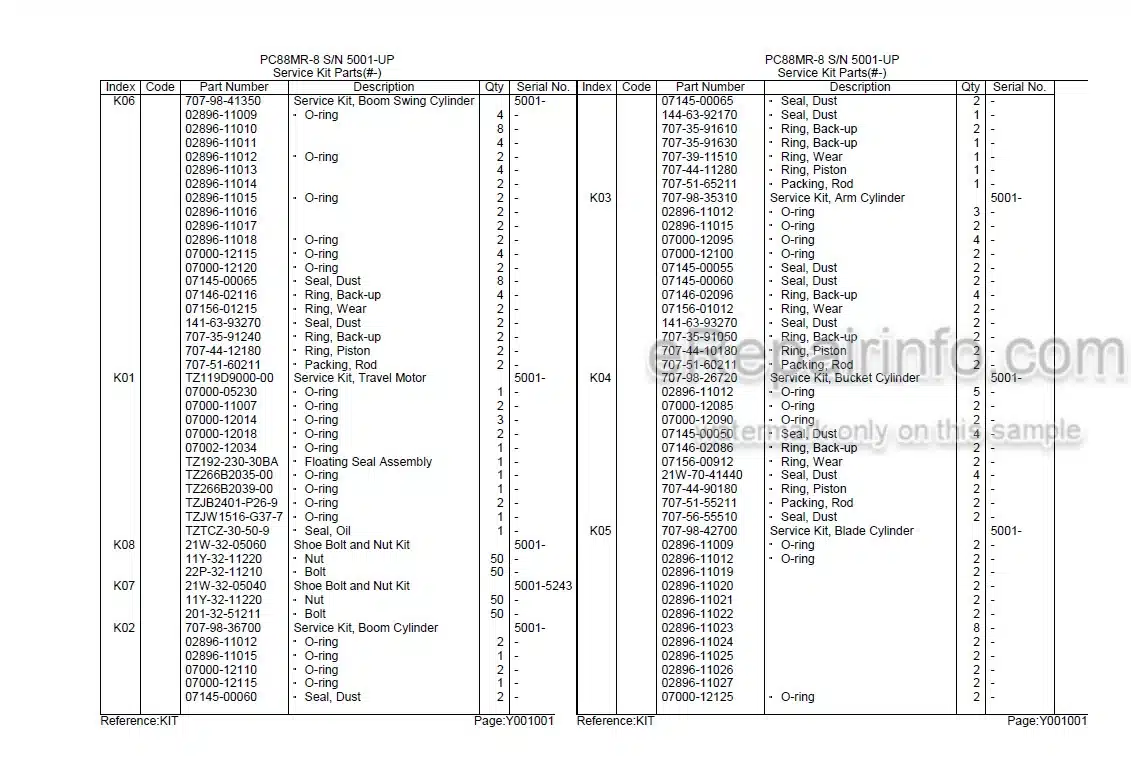 Photo 5 - Komatsu PC88MR-8 Parts Book Crawler Excavator 0000134C
