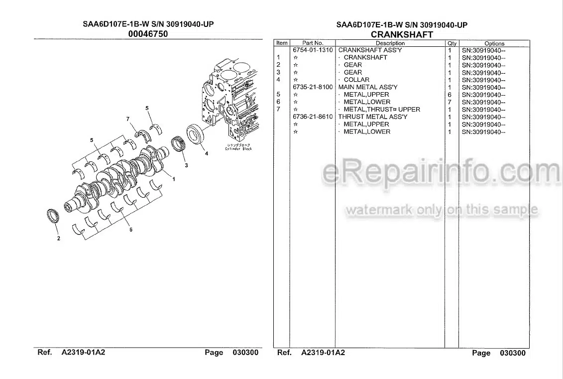 Photo 4 - Komatsu SAA6D107E-1B-W Parts Manual Engine