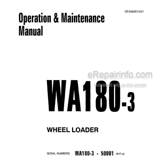 Photo 4 - Komatsu WA180-3 Operation And Maintenance Manual Wheel Loader SEAM007401