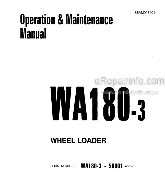 Photo 4 - Komatsu WA180-3 Operation And Maintenance Manual Wheel Loader SEAM007401