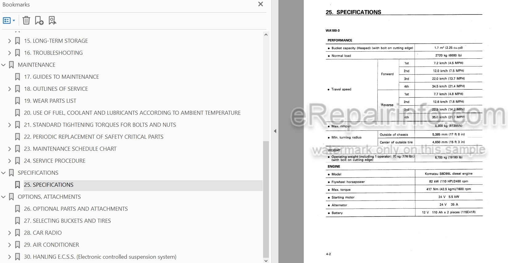 Photo 3 - Komatsu WA180-3 Operation And Maintenance Manual Wheel Loader SEAM007401