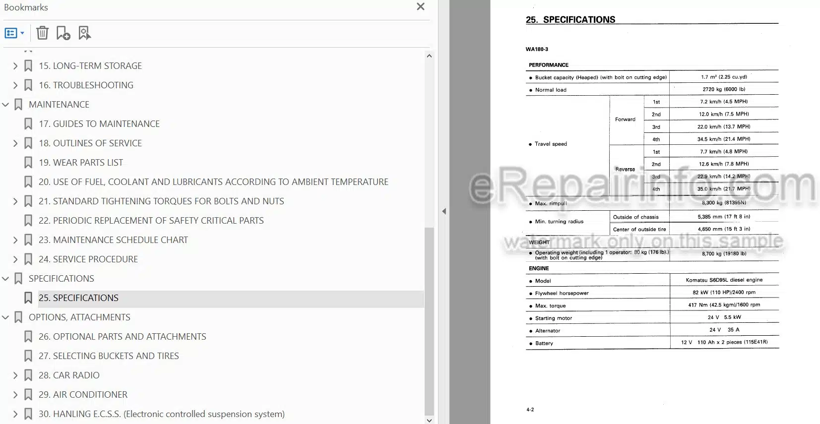 Photo 3 - Komatsu WA180-3 Operation And Maintenance Manual Wheel Loader SEAM007401