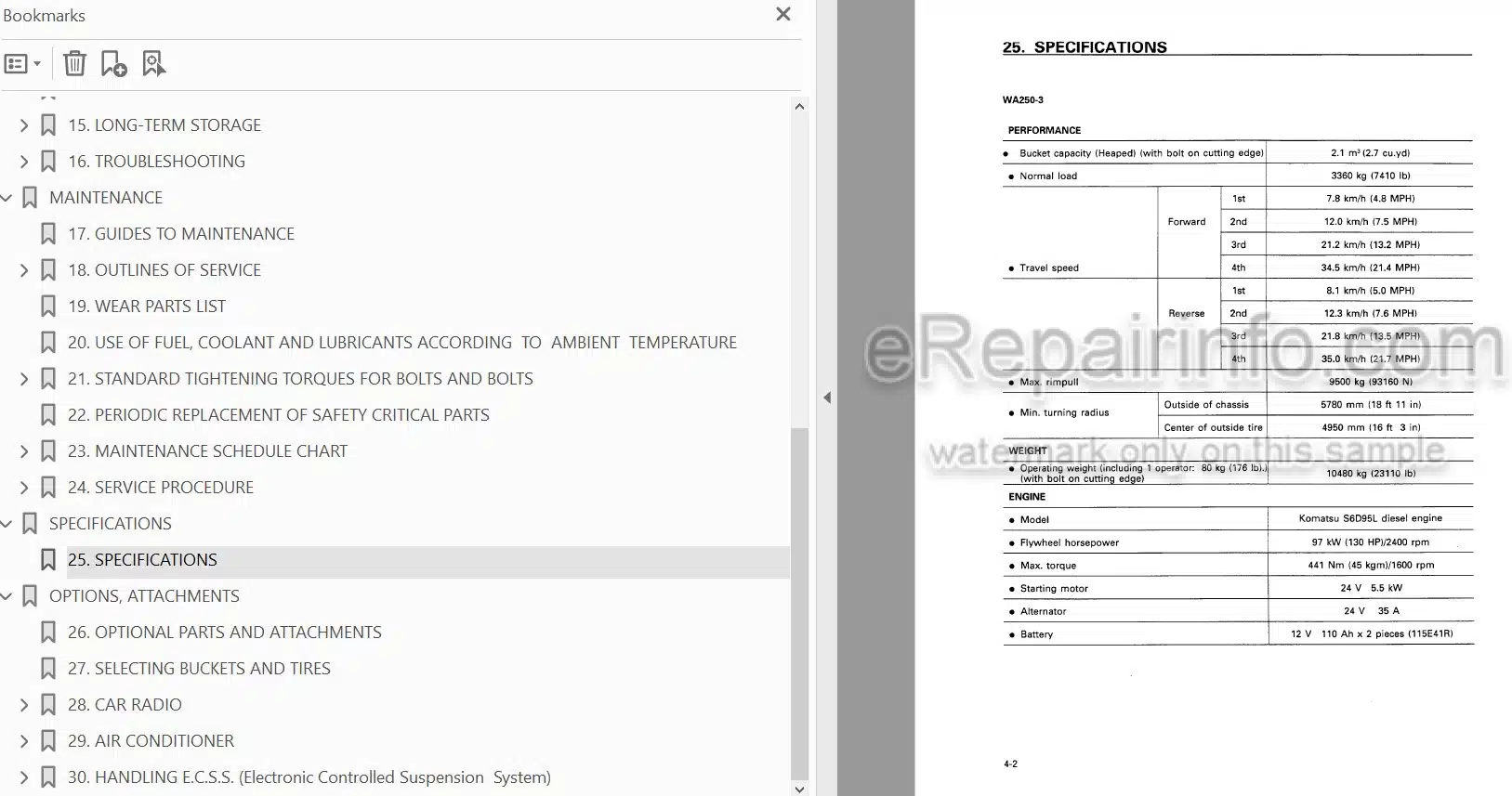 Photo 3 - Komatsu WA250-3 Operation And Maintenance Manual Wheel Loader SEAM007500