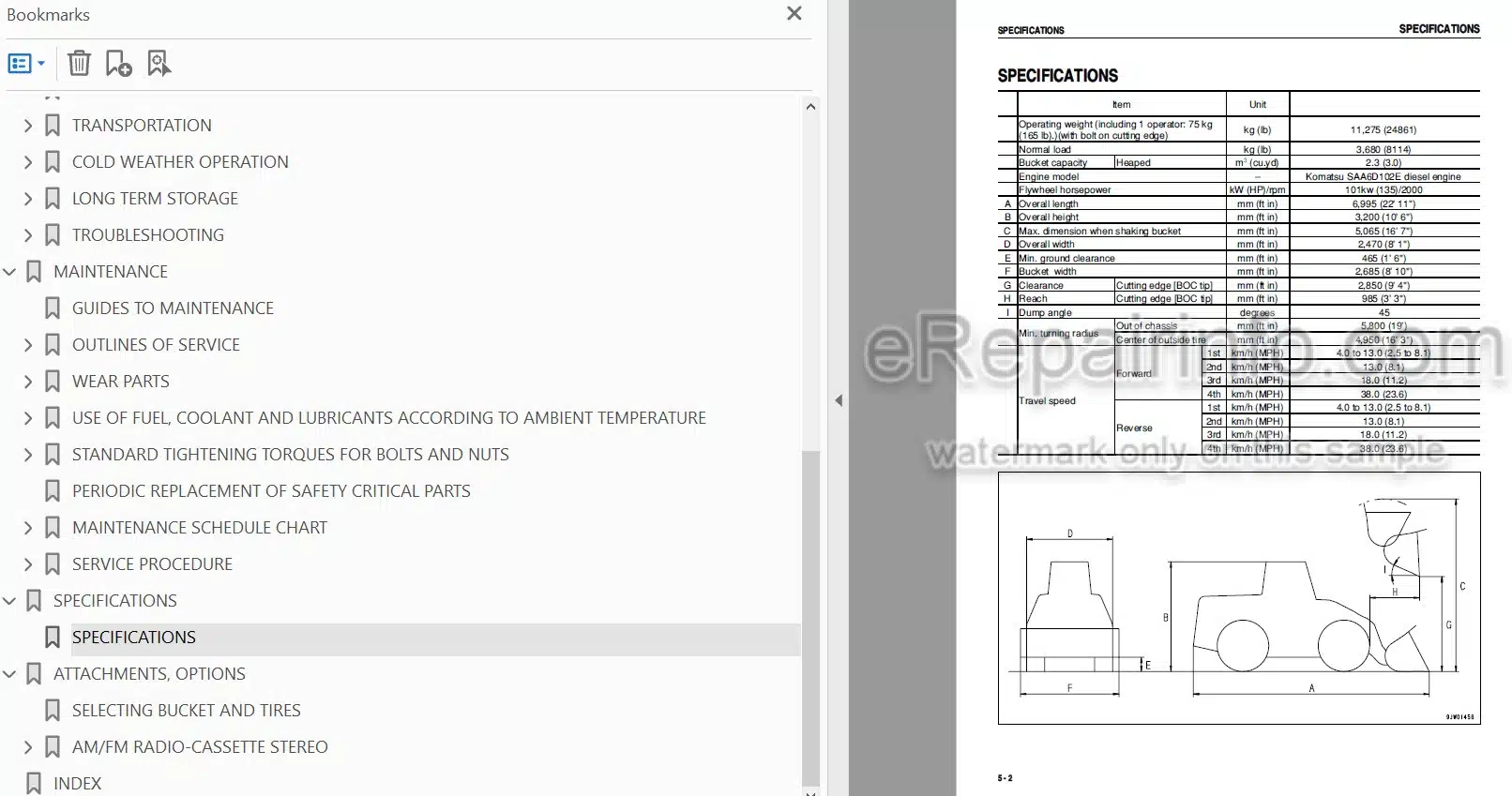 Photo 3 - Komatsu WA250-5 Operation And Maintenance Manual Wheel Loader SEAM050500T