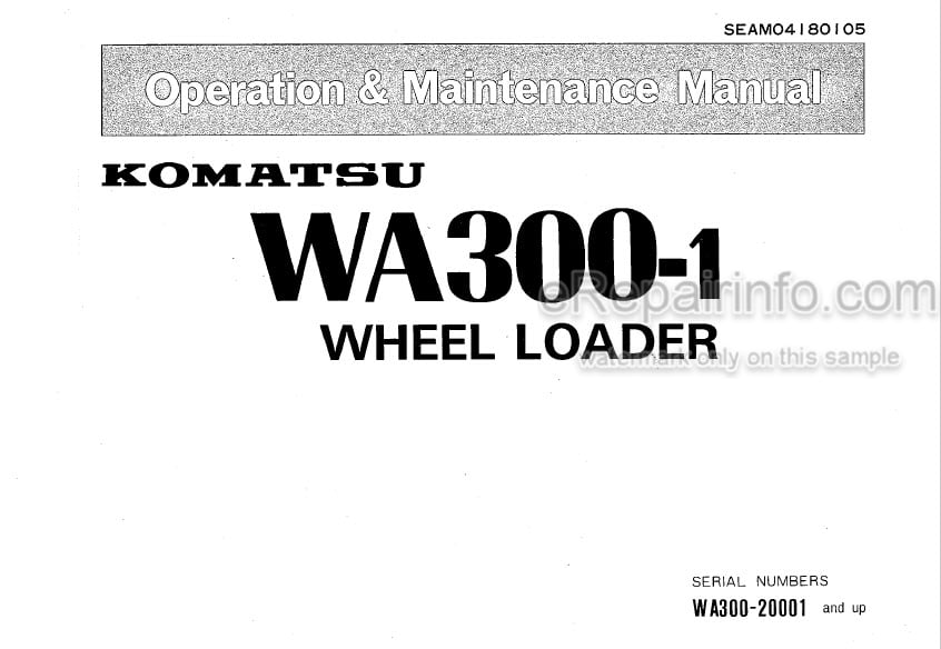 Photo 4 - Komatsu WA300-1 Operation And Maintenance Manual Wheel Loader SEAM04180105