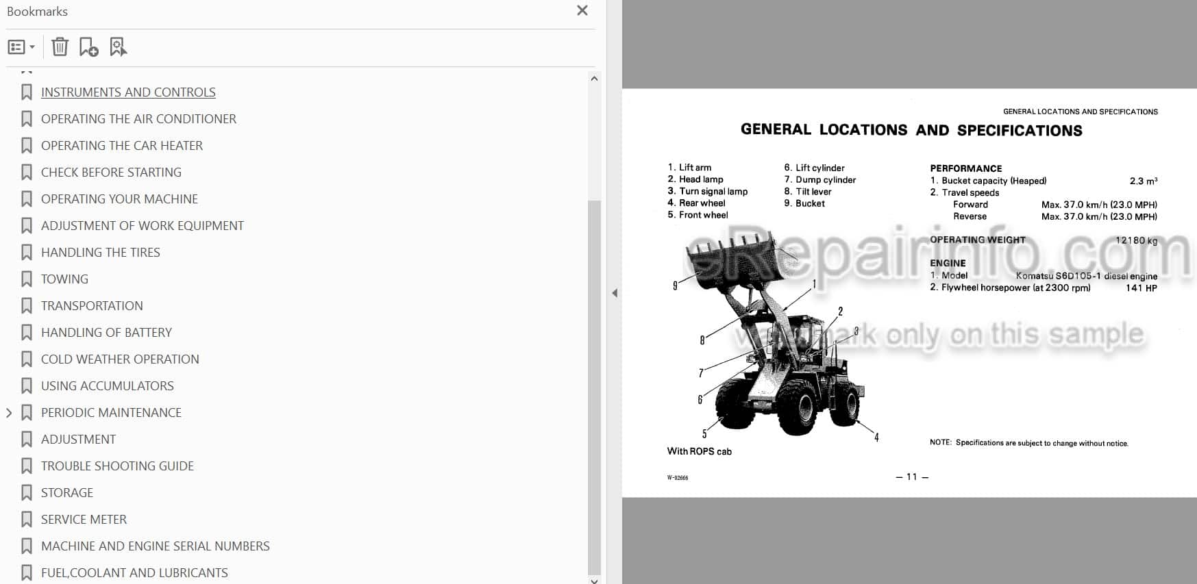 Photo 3 - Komatsu WA300-1 Operation And Maintenance Manual Wheel Loader SEAM04180105