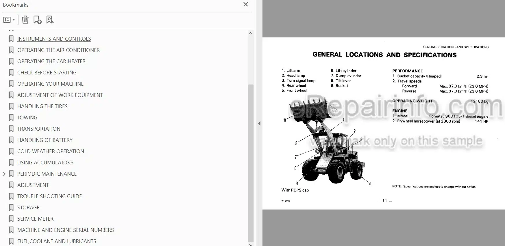 Photo 3 - Komatsu WA300-1 Operation And Maintenance Manual Wheel Loader SEAM04180105