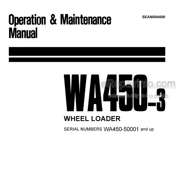 Photo 4 - Komatsu WA450-3 Operation And Maintenance Manual Wheel Loader SEAM004500