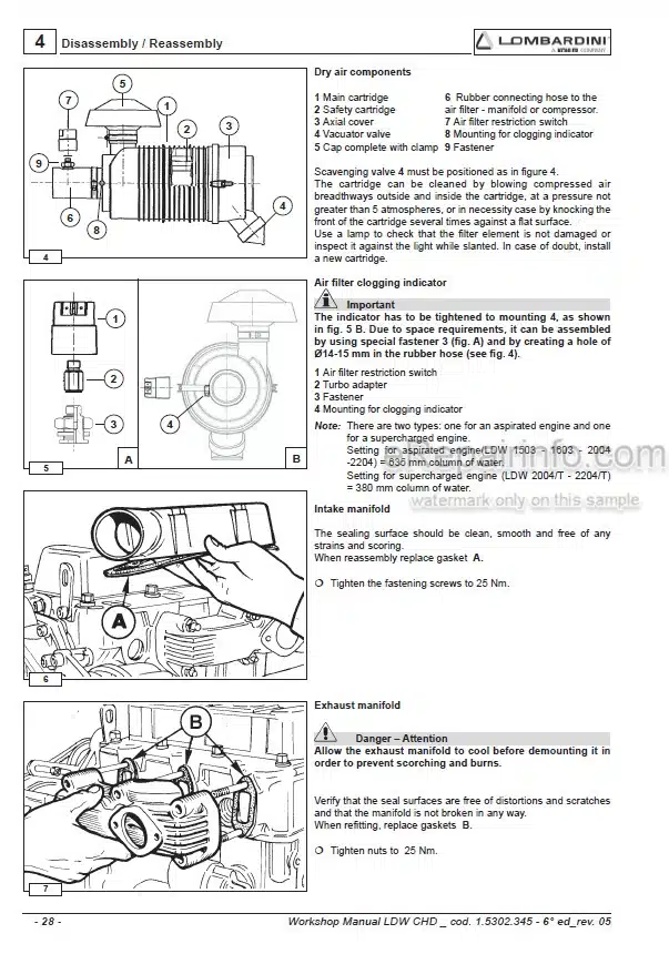 Photo 6 - Lombardini LDW502 LDW602 LDW903 LDW1204 LDW1204T LDW702 LDW1003 LDW1404 FOCS Series Workshop Manual Engine 1-5302-351