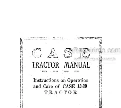 Photo 4 - Case IH 12-20 Instruction On Operation And Care Tractor 5208