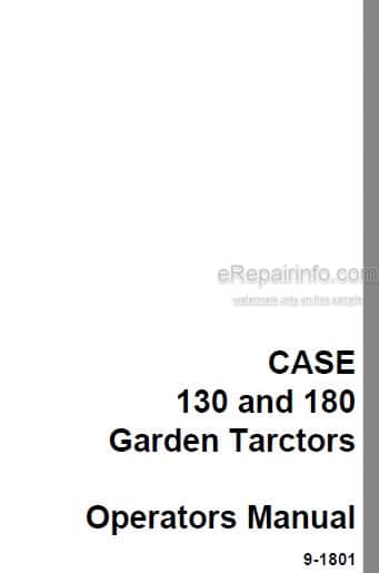 Photo 4 - Case IH 130 180 Operators Manual Garden Tractor 9-1801