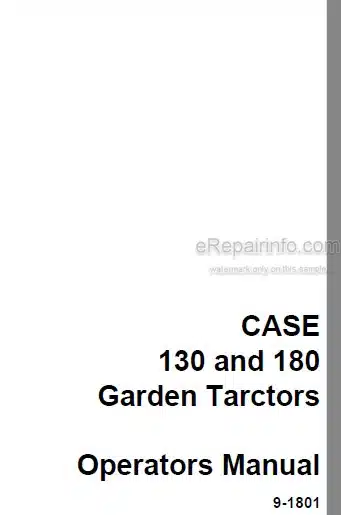 Photo 4 - Case IH 130 180 Operators Manual Garden Tractor 9-1801