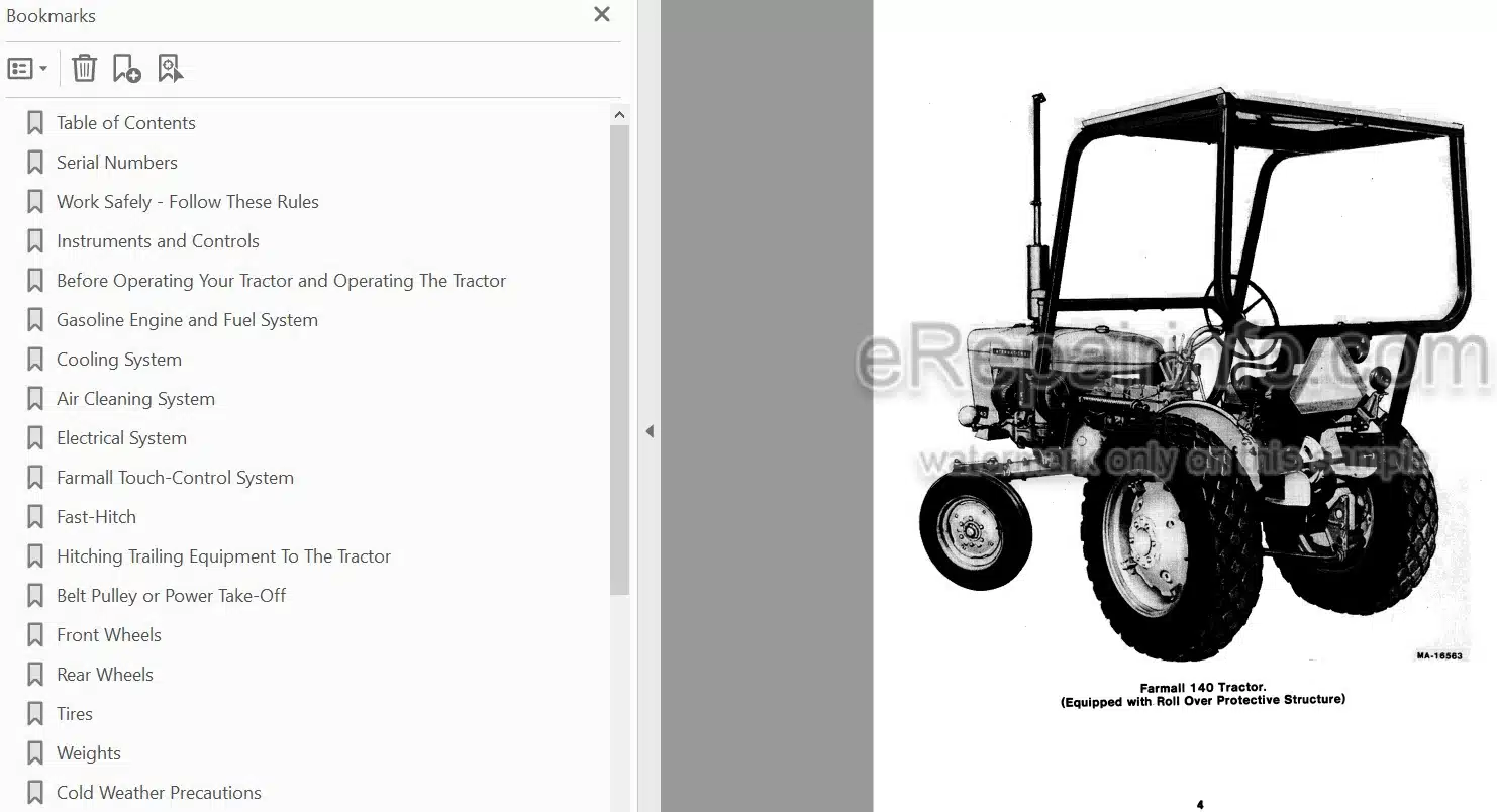 Photo 4 - Case IH 140 Farmall Operators Manual Tractor