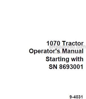 Photo 4 - Case IH 1070 Operators Manual Tractor 9-4031