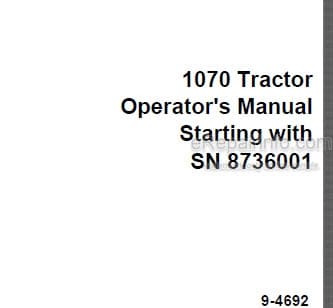 Photo 5 - Case IH 1070 Operators Manual Tractor 9-4692