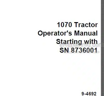Photo 5 - Case IH 1070 Operators Manual Tractor 9-4692