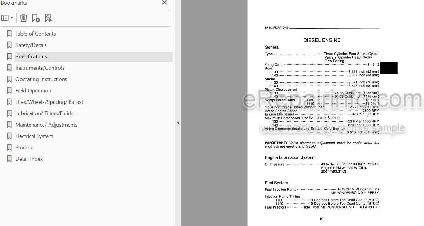 Photo 3 - Case IH 1130 1140 Operators Manual Tractor 9-19570R0