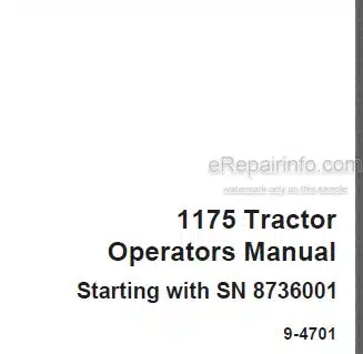 Photo 5 - Case IH 1175 Operators Manual Tractor 9-4701