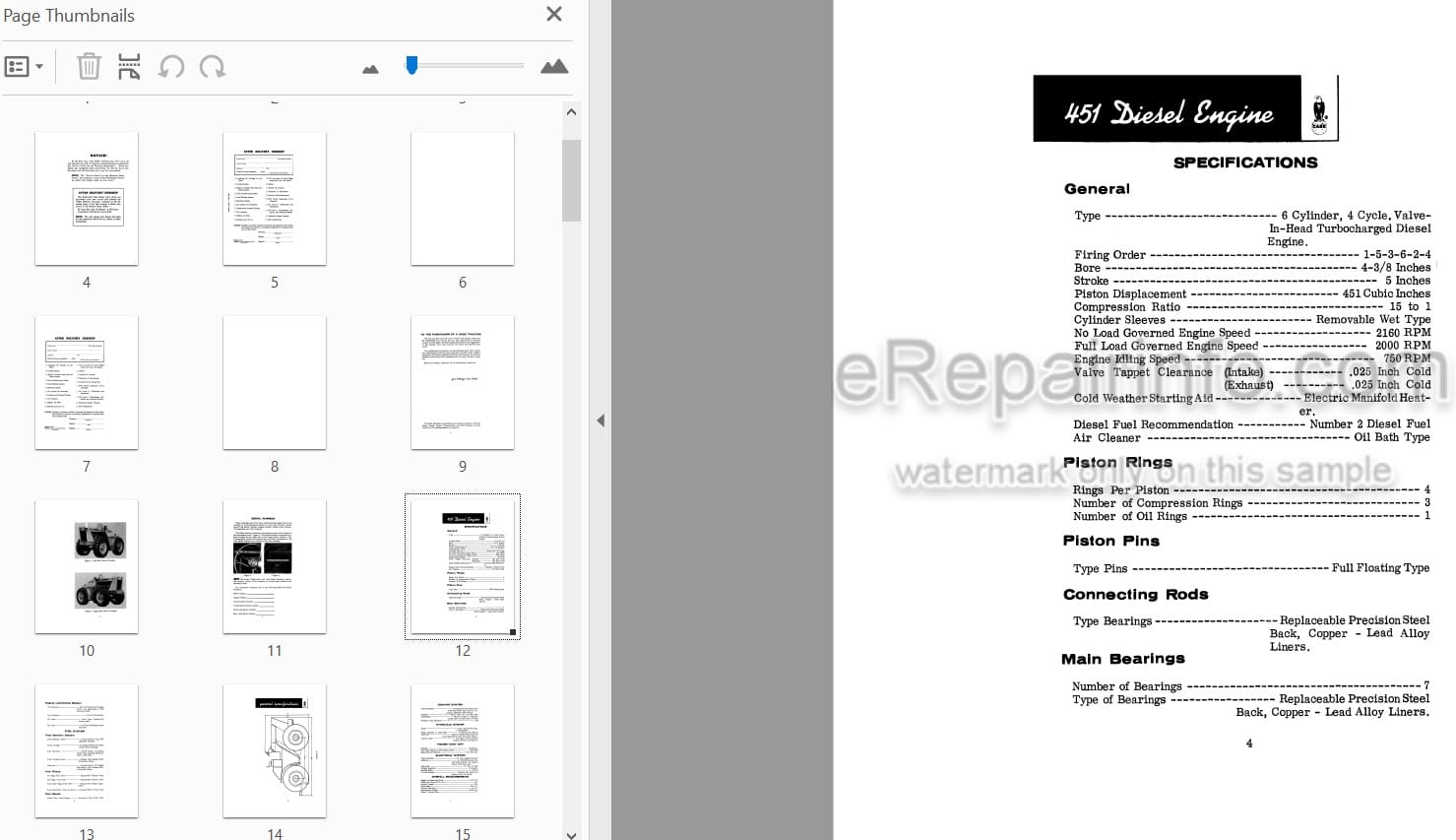Photo 3 - Case IH 1200 Traction King Operators Manual Tractor 9-1442