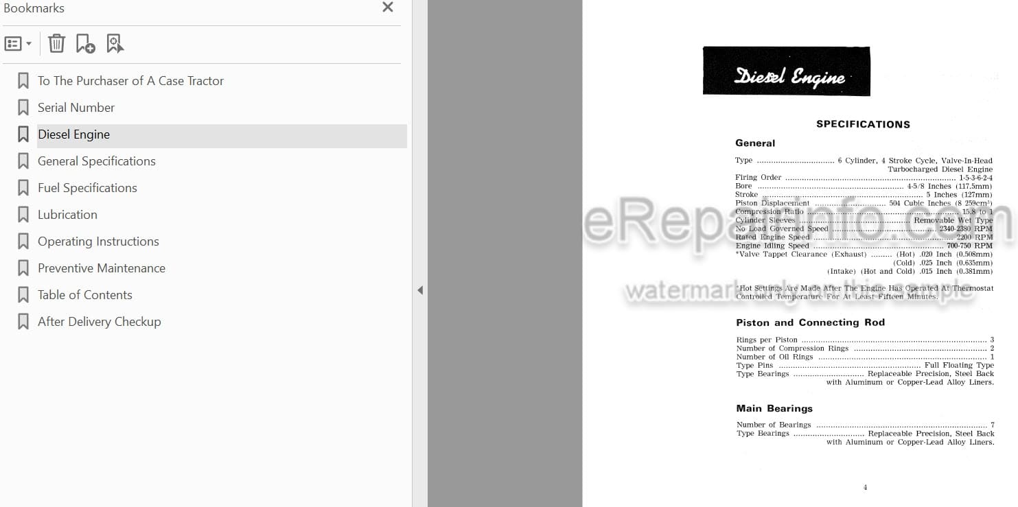 Photo 4 - Case IH 1370 Operators Manual Tractor 8736001-