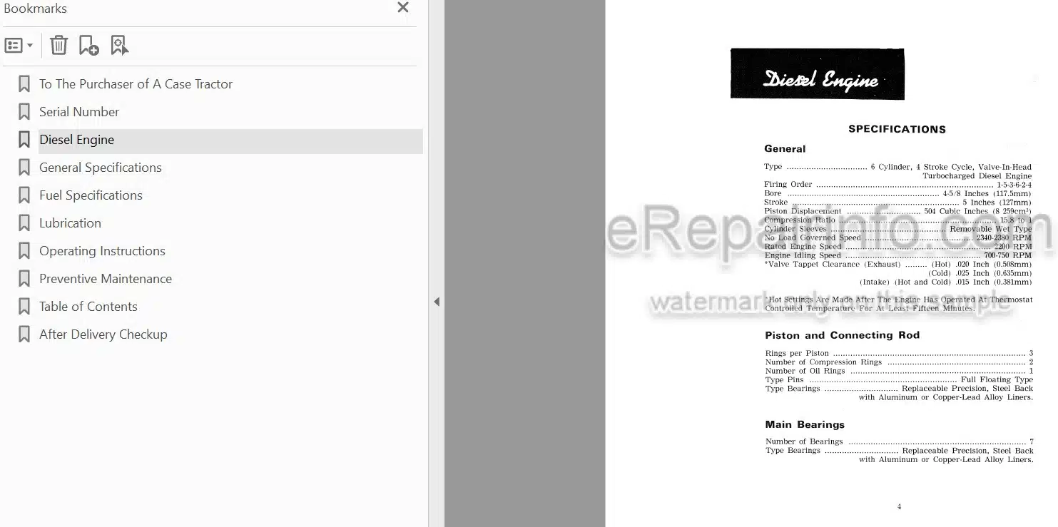 Photo 4 - Case IH 1370 Operators Manual Tractor 8736001-
