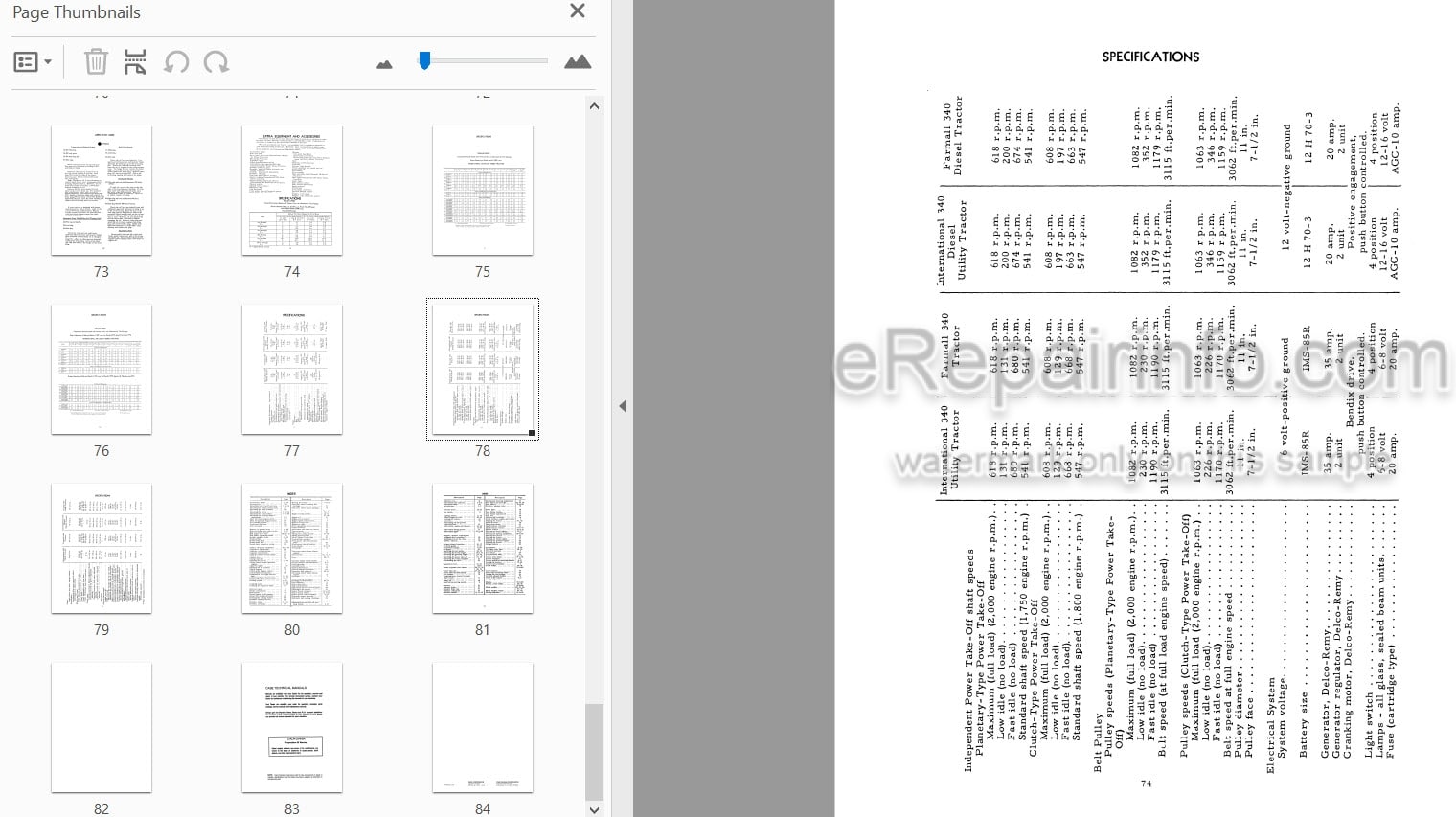 Photo 4 - Case IH 340 Operators Manual Utility Tractor