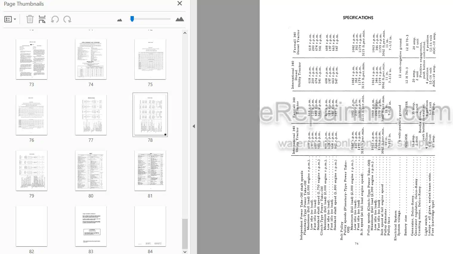 Photo 4 - Case IH 340 Operators Manual Utility Tractor