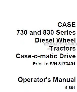 Photo 4 - Case IH 730 830 Operators Manual Tractor 9-861