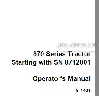 Photo 5 - Case IH 870 Operators Manual Tractor 8712001-