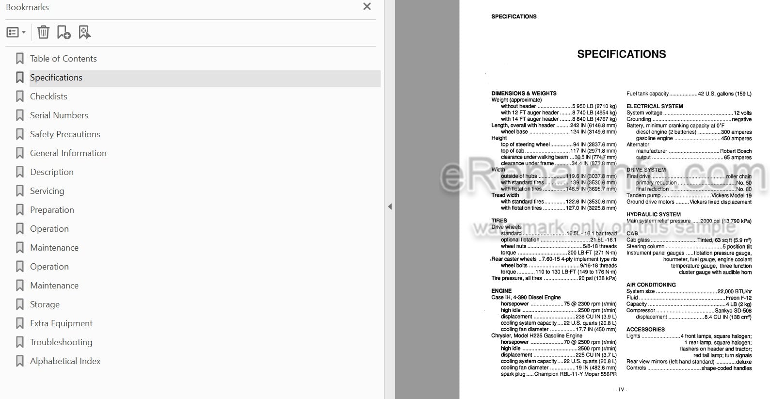 Photo 4 - Case IH 8830 Operators Manual Windrower Tractor CFH0028746-