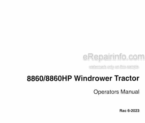 Photo 3 - Case IH 8860 8860HP Operators Manual Windrower Tractor