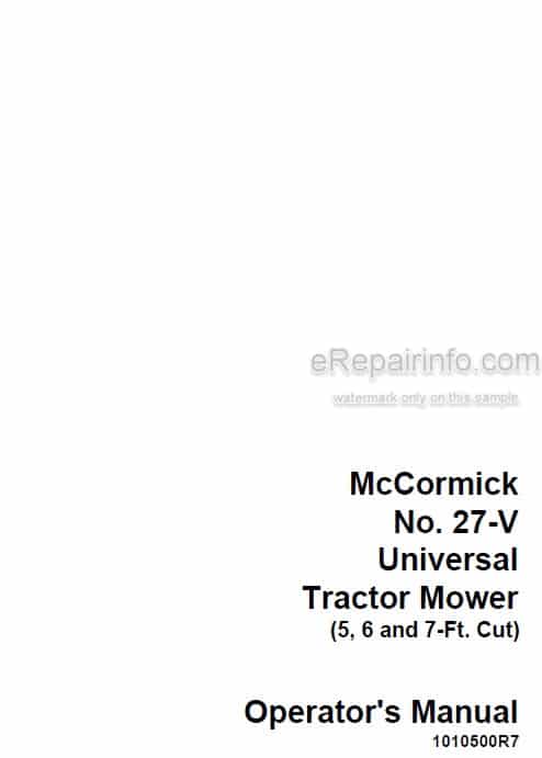 Photo 4 - Case IH McCormick No.27-V Operators Manual Tractor Mower 1010500R7