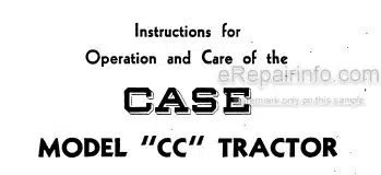 Photo 4 - Case IH Model CC Instruction For Operation And Care Tractor