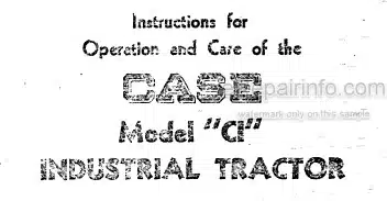 Photo 5 - Case IH Model CI Instruction For Operation And Care Industrial Tractor