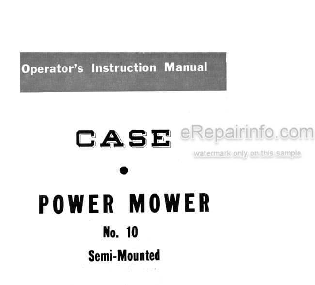 Photo 4 - Case IH No.10 Operators Instruction Power Mower