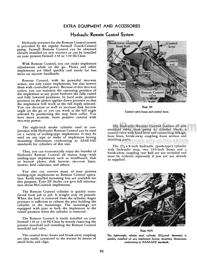 Photo 8 - Case McCormick International Farmall 130 Operators Manual Tractor