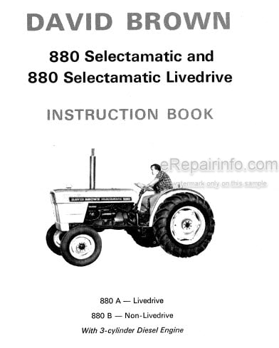 Photo 3 - David Brown 880A 800B Selectamic Livedrive Instruction Book Tractor