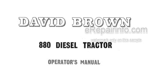 Photo 4 - David Brown 880 Operators Manual Diesel Tractor