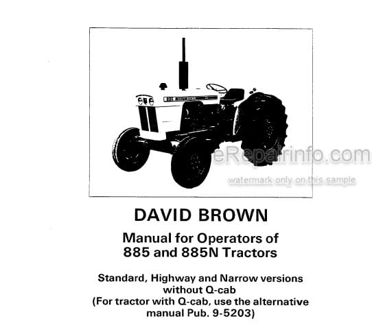 Photo 4 - David Brown 885 885N Operators Manual Tractor