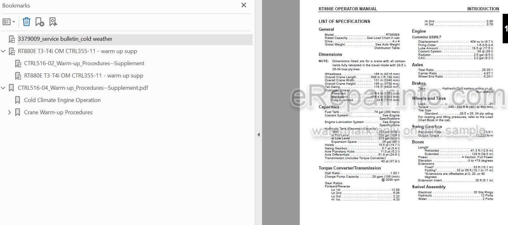 Photo 3 - Grove RT880E Supplement And Operators Manual Crane