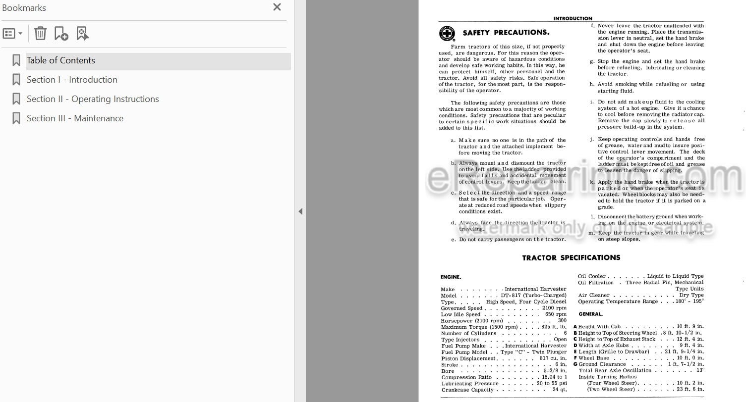 Photo 3 - International 4300 Operators Manual Four Wheel Drive Tractor