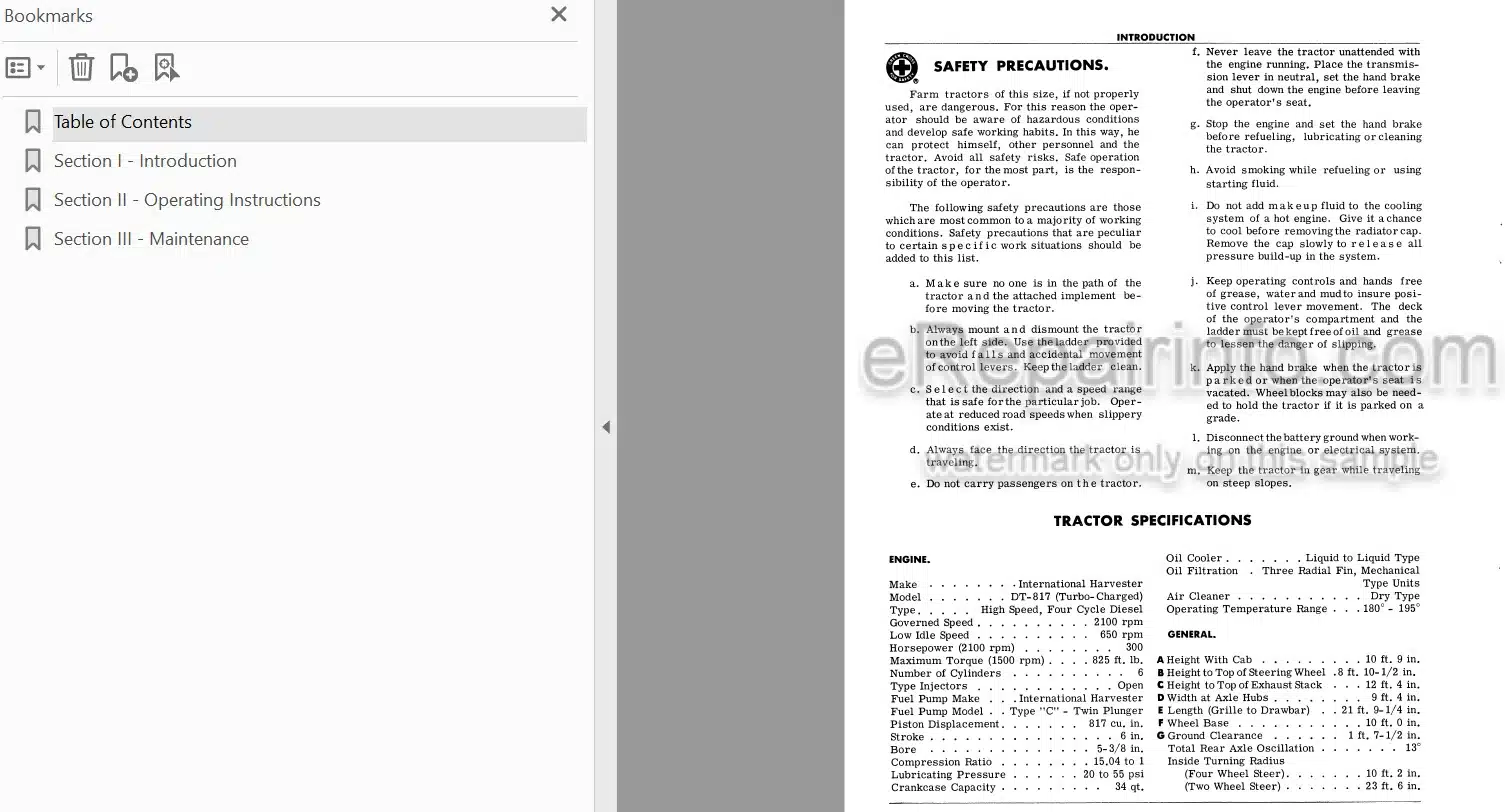 Photo 3 - International 4300 Operators Manual Four Wheel Drive Tractor