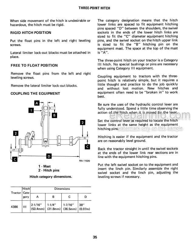 Photo 4 - International 4386 4586 Operators Manual Tractor