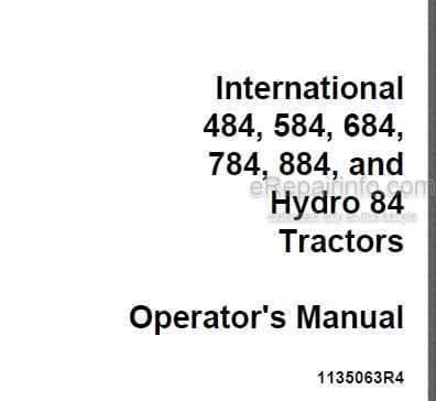 Photo 5 - International 484 584 684 784 884 Hydro 84 Operators Manual Tractor