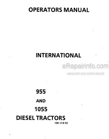 Photo 4 - International 955 1055 Operators Manual Diesel Tractor