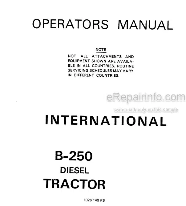 Photo 4 - International B250 Operators Manual Diesel Tractor