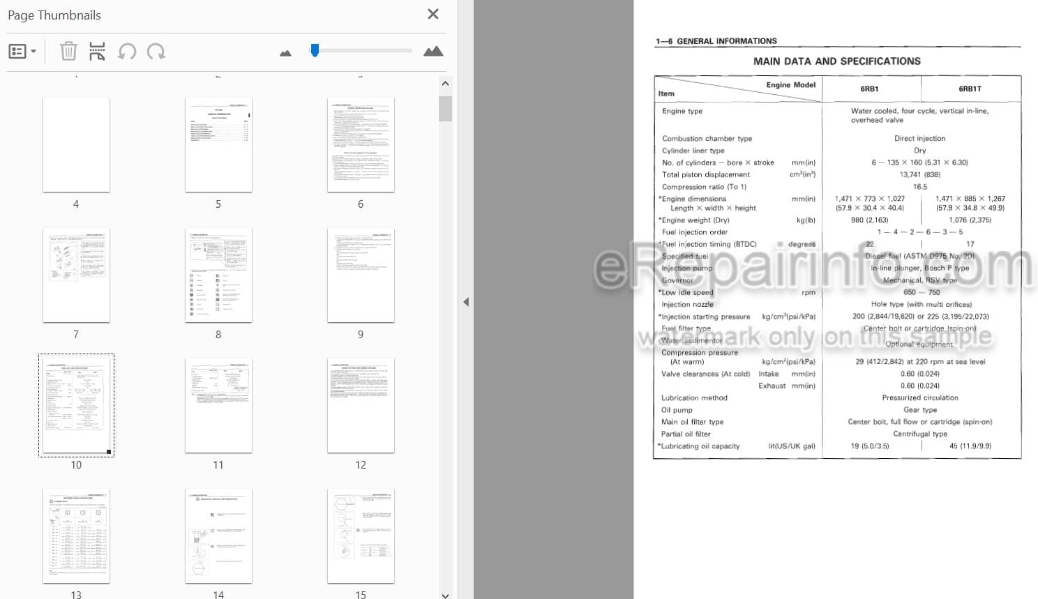Photo 3 - Isuzu 6RB1 6RB1T Workshop Manual Industrial Diesel Engine