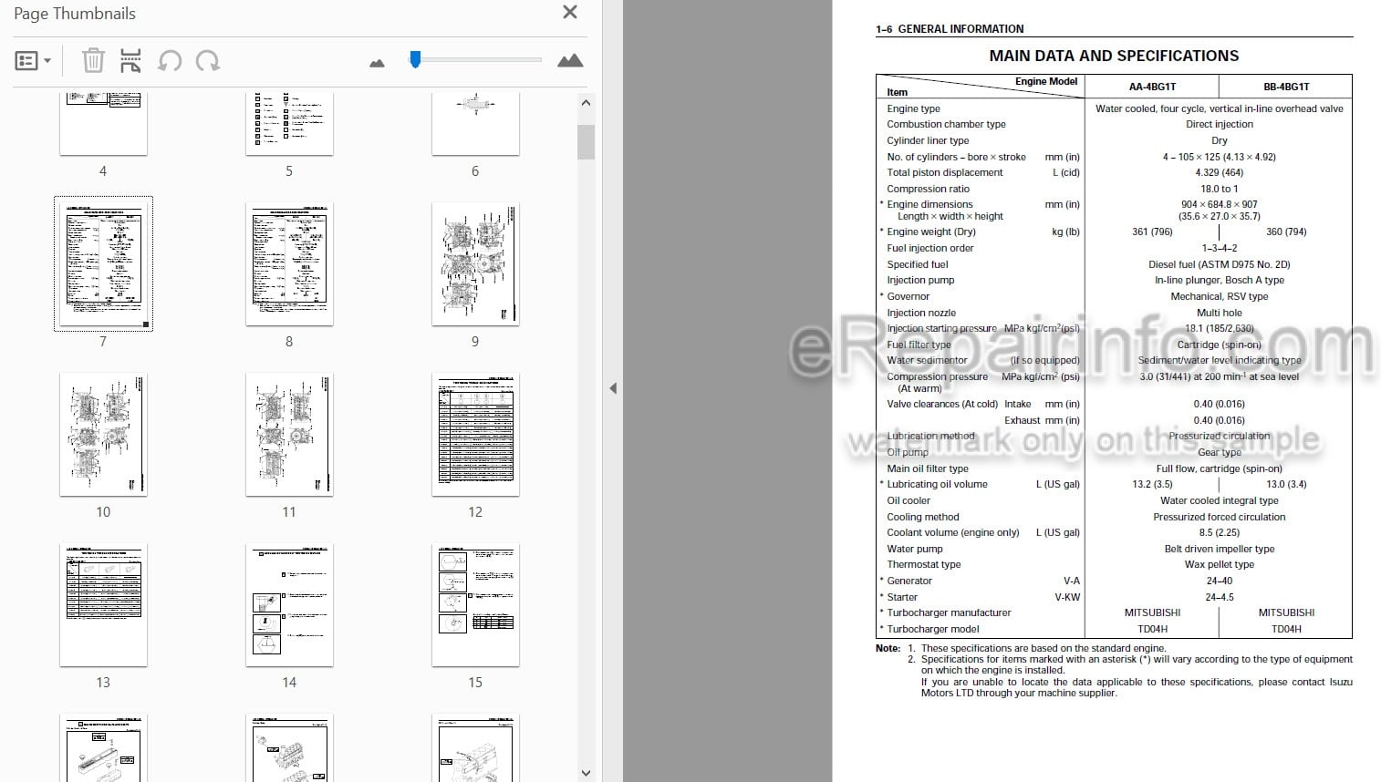 Photo 4 - Isuzu AA-6BG1T AA-6BG1 BB-4BG1T BB-6BG1T Workshop Manual Industrial Diesel Engine